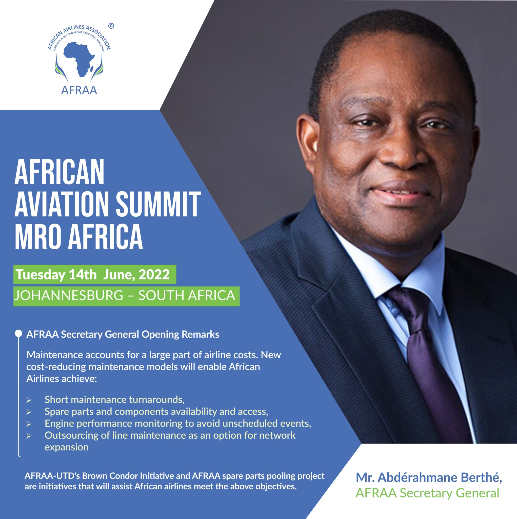 African Aviation Summit MRO AFRICA, 14 June 2022 AFRAA Secretary