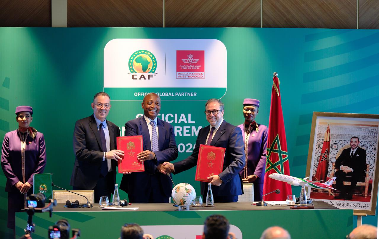 La Confédération Africaine de Football (CAF) annonce Royal Air Maroc comme Partenaire Global Officiel de la Coupe d’Afrique des Nations TotalEnergies Maroc 2025 et de la Coupe d’Afrique des Nations Féminine TotalEnergies Maroc 2024, ainsi que d’autres compétitions majeures.